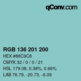 カラーコード: RGB 136 201 200 | qconv.com