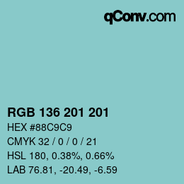 Color code: RGB 136 201 201 | qconv.com