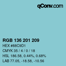 Color code: RGB 136 201 209 | qconv.com