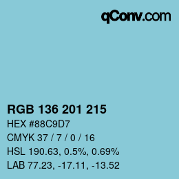カラーコード: RGB 136 201 215 | qconv.com