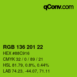 Color code: RGB 136 201 22 | qconv.com