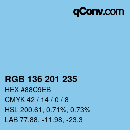 カラーコード: RGB 136 201 235 | qconv.com