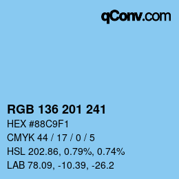 カラーコード: RGB 136 201 241 | qconv.com