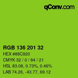 カラーコード: RGB 136 201 32 | qconv.com