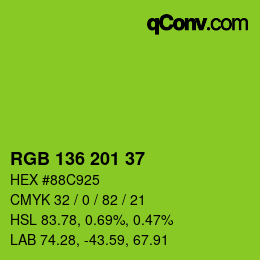 カラーコード: RGB 136 201 37 | qconv.com