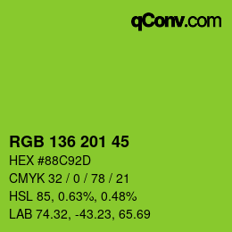 Color code: RGB 136 201 45 | qconv.com