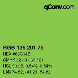 Color code: RGB 136 201 75 | qconv.com