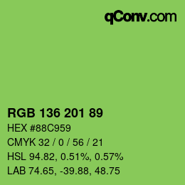 Color code: RGB 136 201 89 | qconv.com