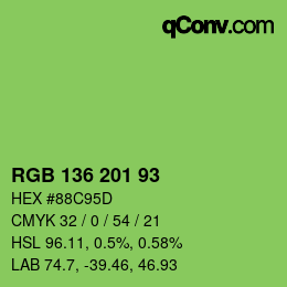 Color code: RGB 136 201 93 | qconv.com