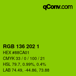 Color code: RGB 136 202 1 | qconv.com