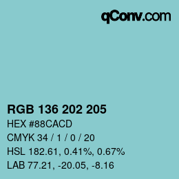 Color code: RGB 136 202 205 | qconv.com
