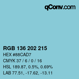 Color code: RGB 136 202 215 | qconv.com