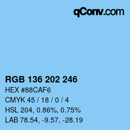 Color code: RGB 136 202 246 | qconv.com