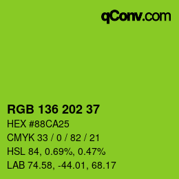 Color code: RGB 136 202 37 | qconv.com