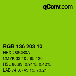 Color code: RGB 136 203 10 | qconv.com