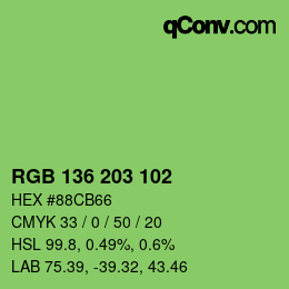 Color code: RGB 136 203 102 | qconv.com