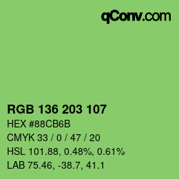 Color code: RGB 136 203 107 | qconv.com