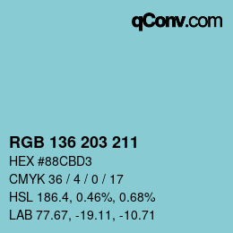 Color code: RGB 136 203 211 | qconv.com