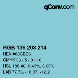 Color code: RGB 136 203 214 | qconv.com