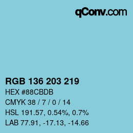 Color code: RGB 136 203 219 | qconv.com