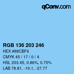Color code: RGB 136 203 246 | qconv.com
