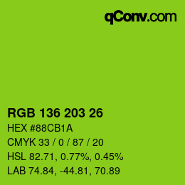 Color code: RGB 136 203 26 | qconv.com
