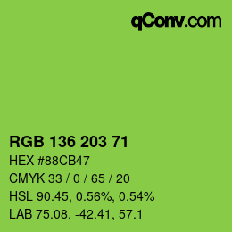 Color code: RGB 136 203 71 | qconv.com