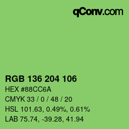 Color code: RGB 136 204 106 | qconv.com