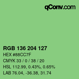 Color code: RGB 136 204 127 | qconv.com