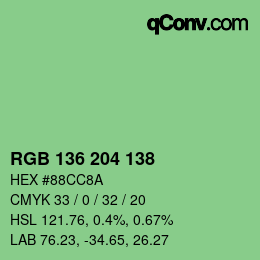 Color code: RGB 136 204 138 | qconv.com