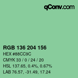 Color code: RGB 136 204 156 | qconv.com