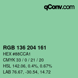 Color code: RGB 136 204 161 | qconv.com