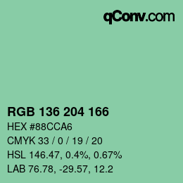 Color code: RGB 136 204 166 | qconv.com