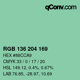 Color code: RGB 136 204 169 | qconv.com