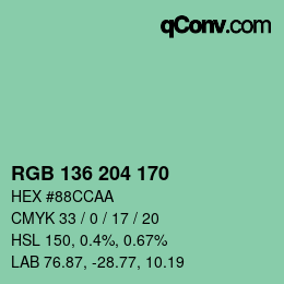 Color code: RGB 136 204 170 | qconv.com