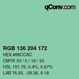 Color code: RGB 136 204 172 | qconv.com