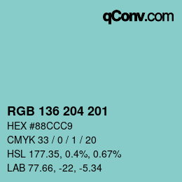 Color code: RGB 136 204 201 | qconv.com