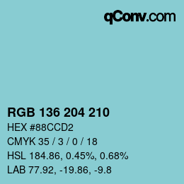 Color code: RGB 136 204 210 | qconv.com