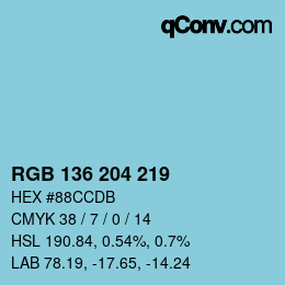 Color code: RGB 136 204 219 | qconv.com