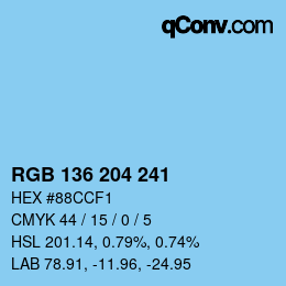 Color code: RGB 136 204 241 | qconv.com