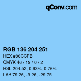 Color code: RGB 136 204 251 | qconv.com