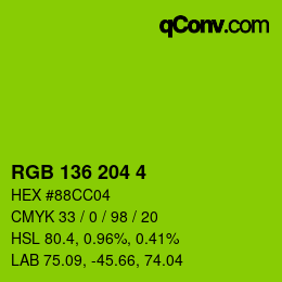 Color code: RGB 136 204 4 | qconv.com