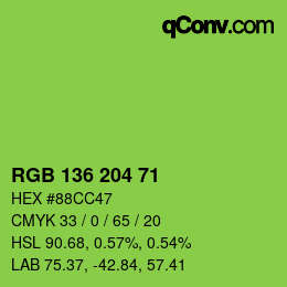 Color code: RGB 136 204 71 | qconv.com