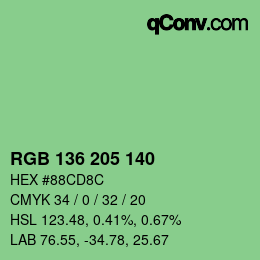 Color code: RGB 136 205 140 | qconv.com