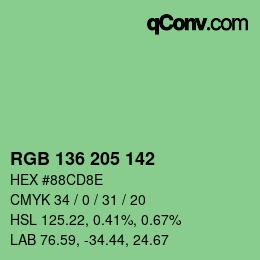 Color code: RGB 136 205 142 | qconv.com