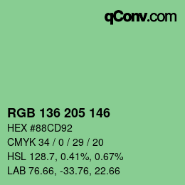 Color code: RGB 136 205 146 | qconv.com