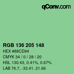 Color code: RGB 136 205 148 | qconv.com