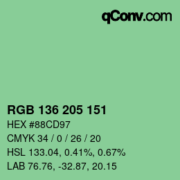 Color code: RGB 136 205 151 | qconv.com
