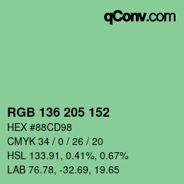 カラーコード: RGB 136 205 152 | qconv.com