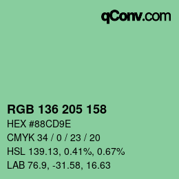 Color code: RGB 136 205 158 | qconv.com